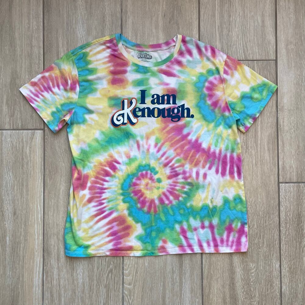 Barbie The Movie I Am Kenough Tie Dye Graphic Tee Women Large Pink Movie